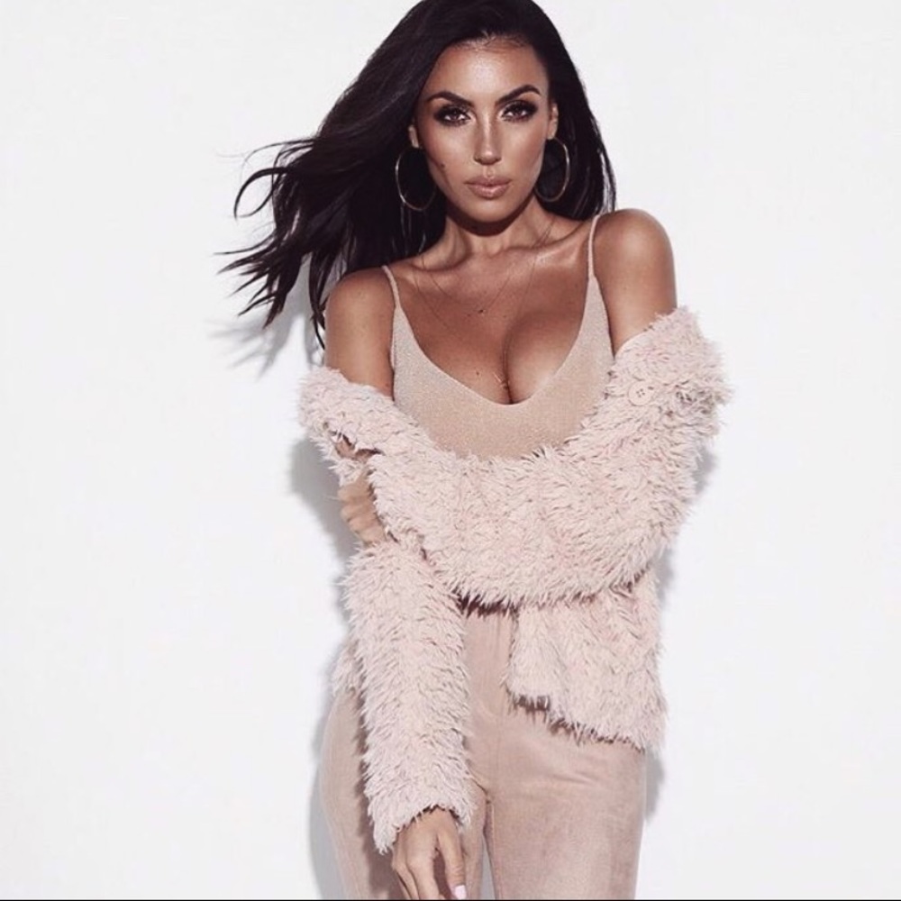 Plush Open-Front Jacket in Nude Blush